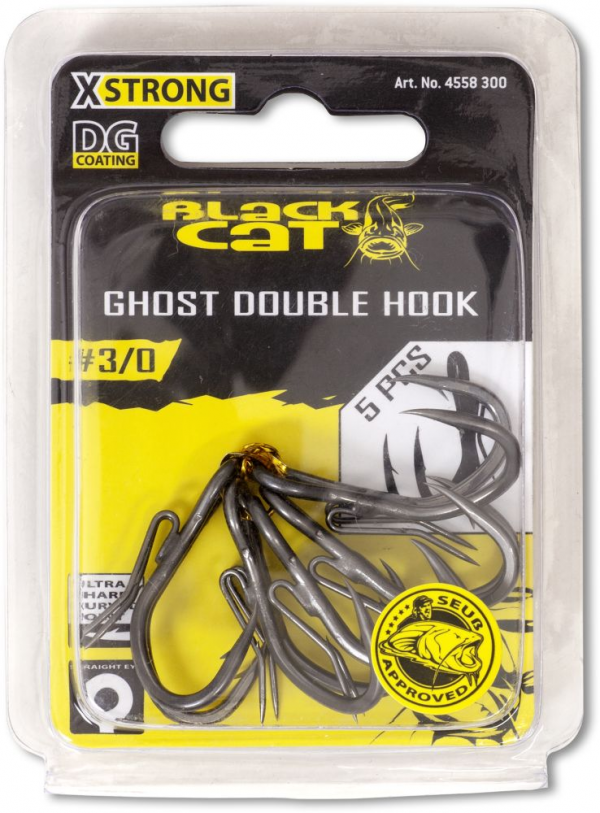 Dupla ágú harcsás horog- BLACK CAT GHOST DOUBLE HOOK DG DG COATING - 5db