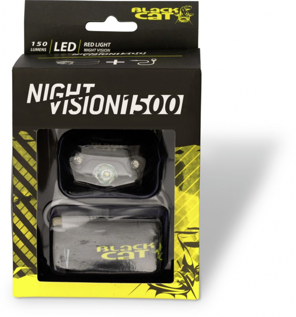 Fejlámpa - BLACK CAT NIGHT VISION 1500 BLACK/GREEN