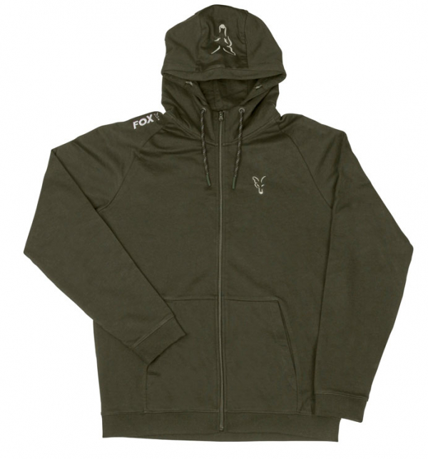 Mikina so zipsom - FOX COLLECTION GREEN & SILVER LIGHTWEIGHT HOODIE