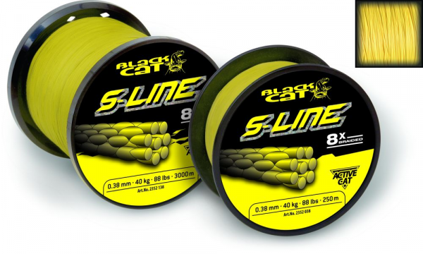 Šňůra na sumce - Ø0,38MM BLACK CAT S-LINE 250M 40KG, YELLOW