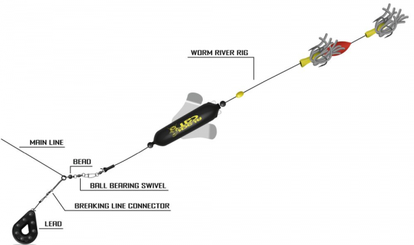 Előkötött szerelék - BLACK CAT WORM RIVER RIG 2,00M