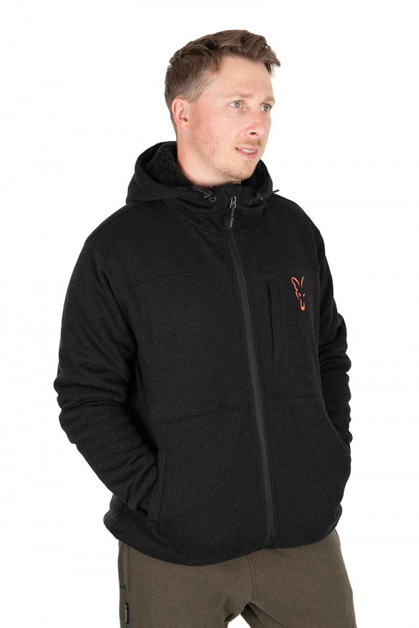 Fox Collection Sherpa Jacket Black & Orange
