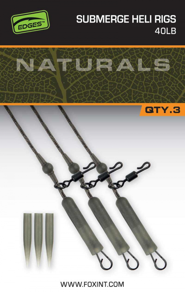 Fox EDGES™ Naturals Submerged Heli rigs 40lb x 3