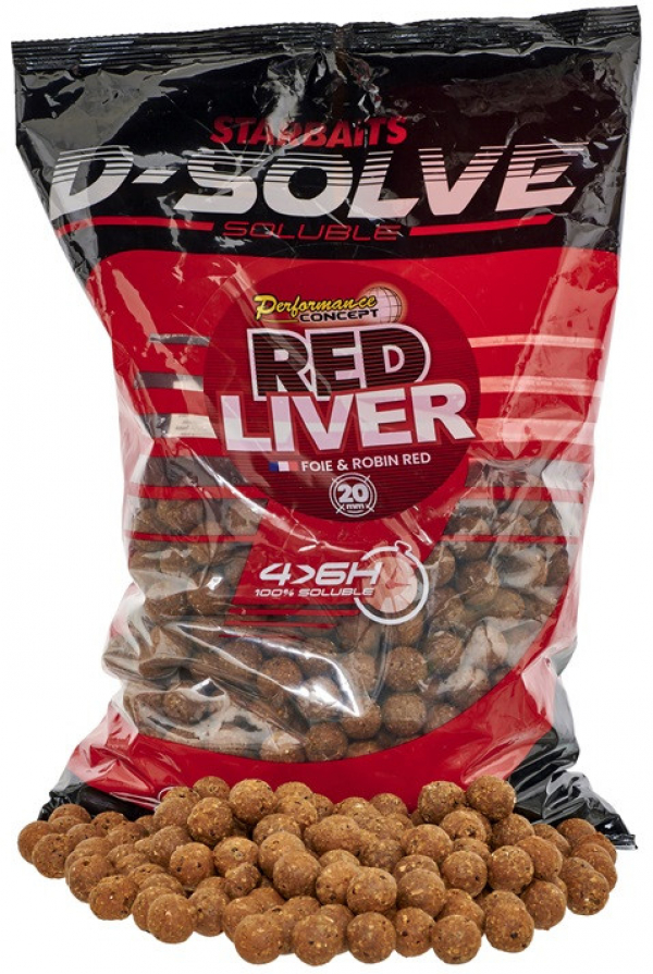 Starbaits D-Solve rozpustné Boilies Red Liver 2,5kg 20mm