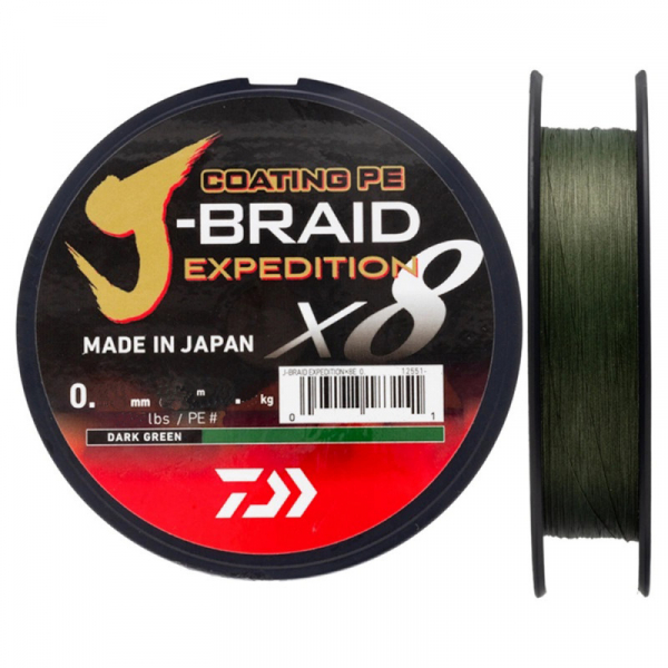 Fonott zsinór Daiwa J-Braid Expedition X8 Dark green 150m