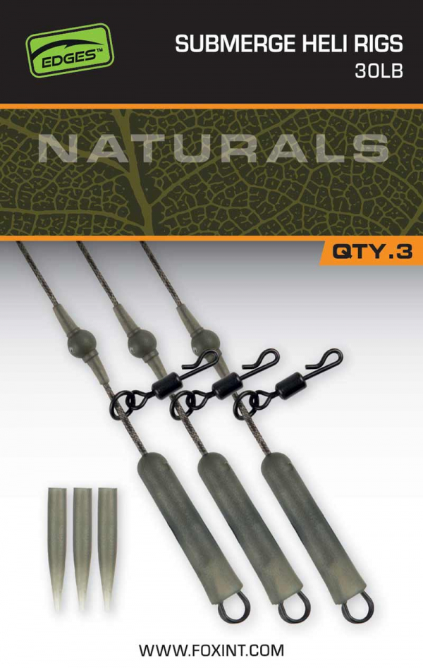 Fox EDGES™ Naturals Submerged Heli rigs 30lb x 3