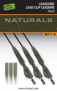 Fox EDGES™ Naturals Leadcore PG Lead Clip Leaders 50lb x 3