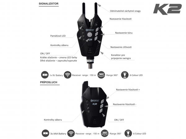 Sada signalizátorov Esox K2 Set + Snag Gear + Swingre