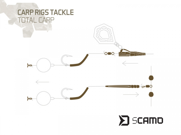 Set kaprařských montáží Delphin sCAMO Total CARP 10 setů