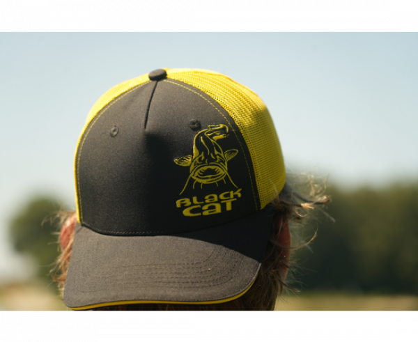 BLACK CAT Black and Yellow Trucker Cap