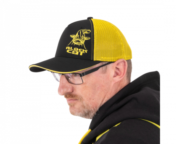 BLACK CAT Black and Yellow Trucker Cap