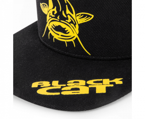 BLACK CAT Black Flat Peak Cap