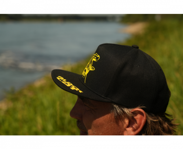 BLACK CAT Black Flat Peak Cap