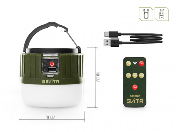 Kempingová lampa s ovládačom Delphin SVITA 4W/3600mAh