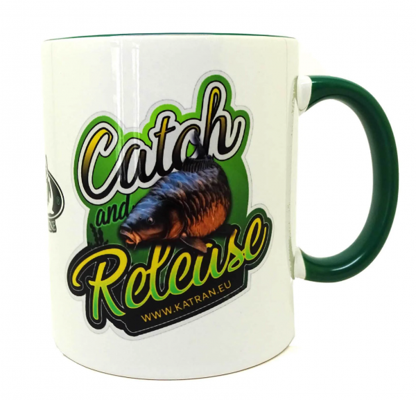 KATRAN Branded Mug – biely so zeleným uškom